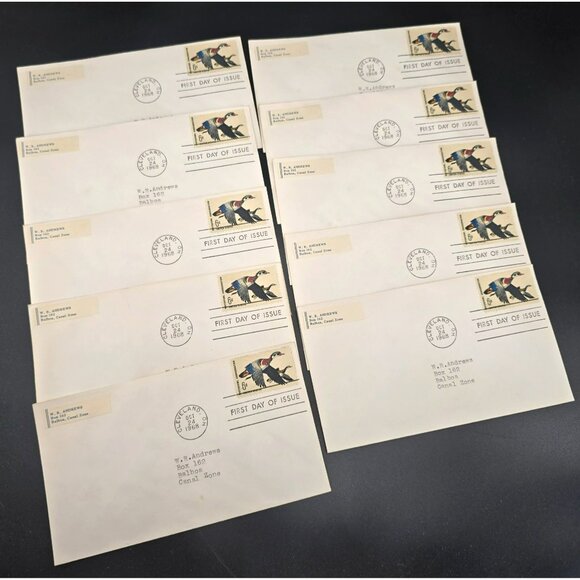 1968 First Day Of Issue Envelopes With 6¢ Duck Waterfowl Stamps Lot of 10 LI3013 - Picture 1 of 7